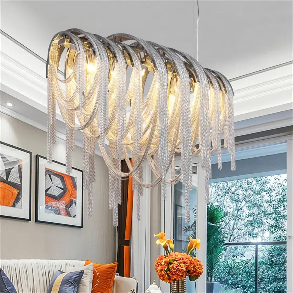 Silver Crystal LED Chandelier 110cm