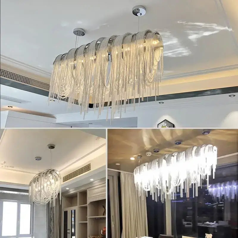 Silver Crystal LED Chandelier 110cm