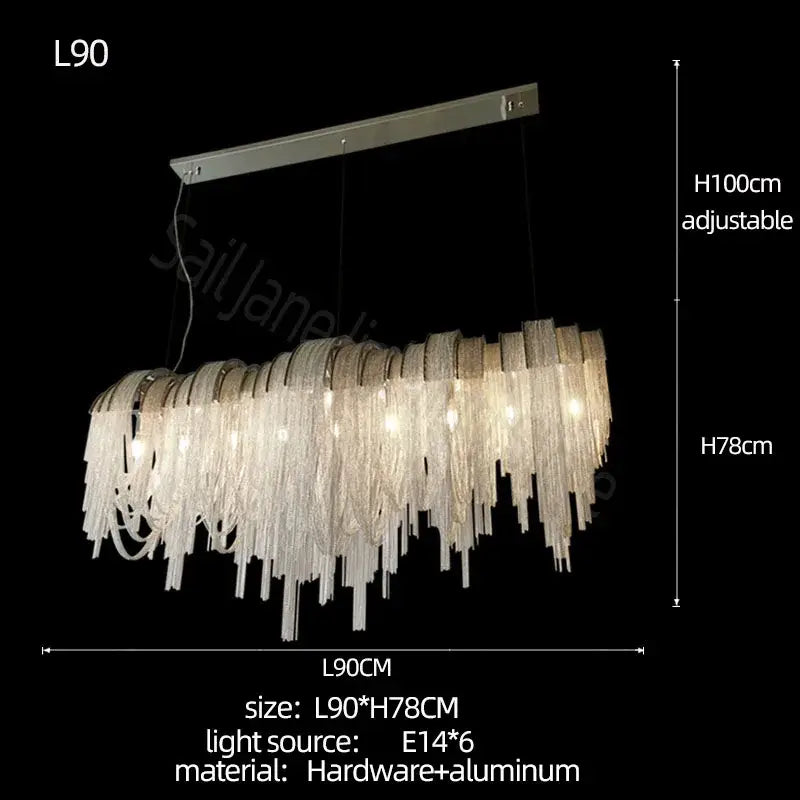 Silver Crystal LED Chandelier 110cm