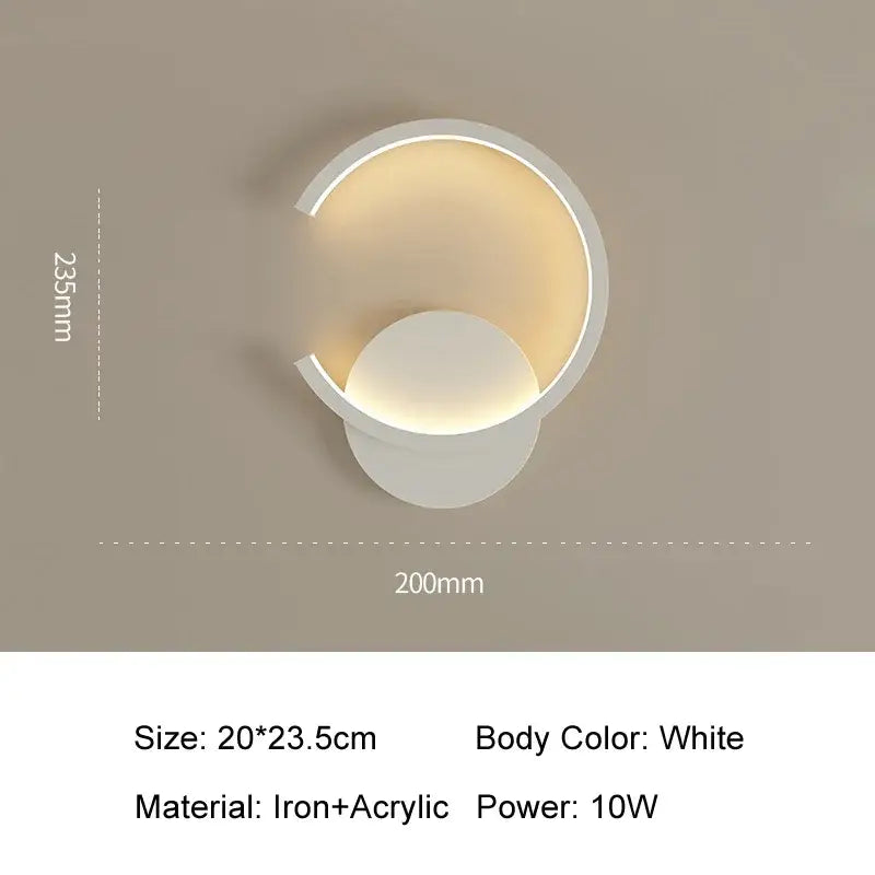 Black Circular Aluminum LED Wall Lamp 10W