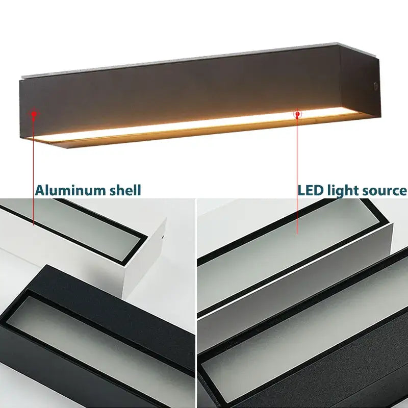 Black Waterproof Outdoor Wall Sconce 50cm
