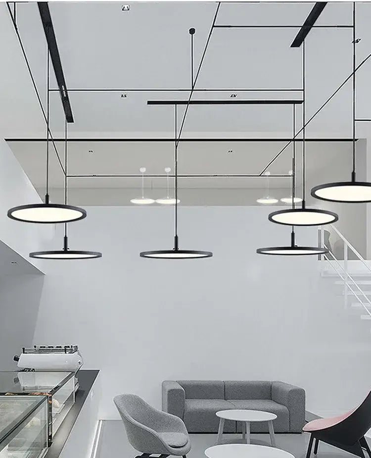 Black Aluminum LED Ring Pendant Light 60cm