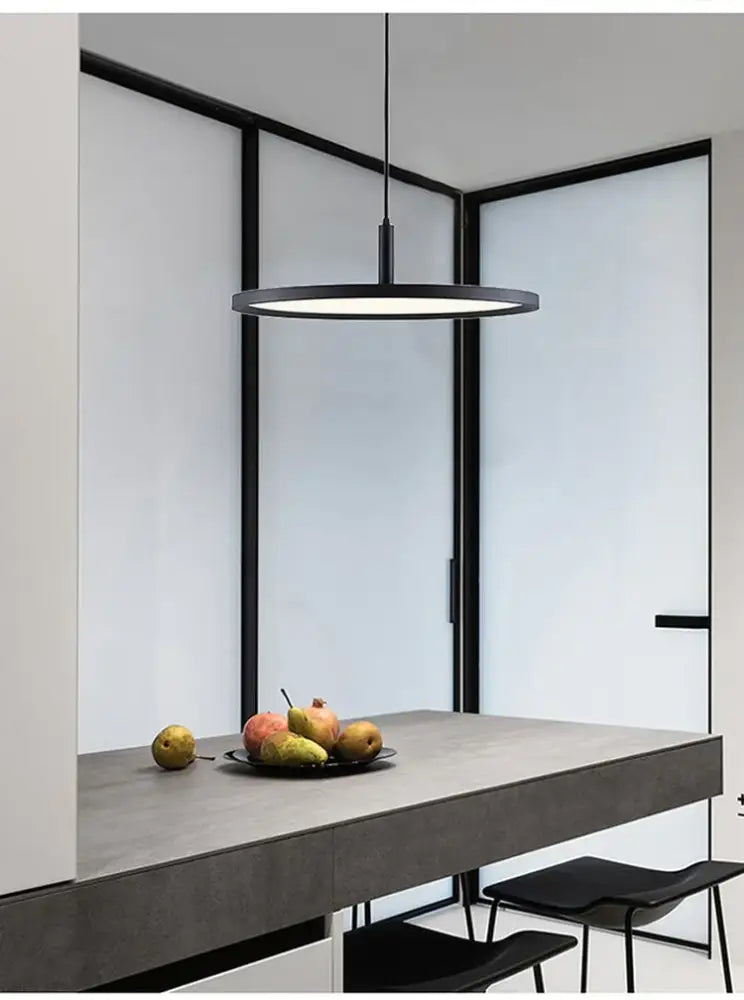 Black Aluminum LED Ring Pendant Light 60cm