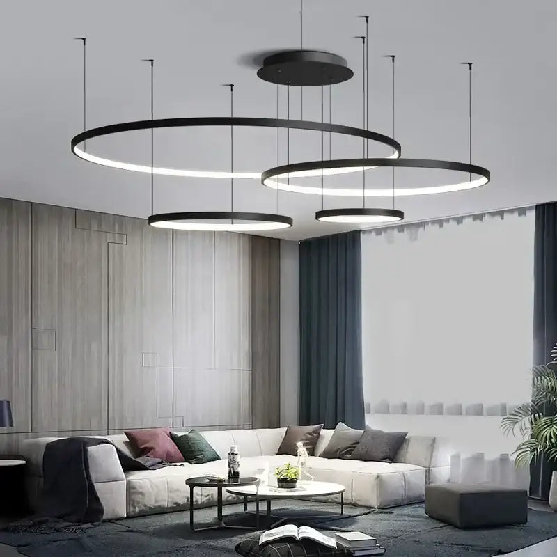 Black Aluminum Rings Pendant