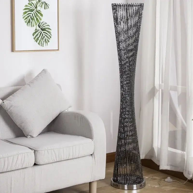Silver Twisted Tower Lamp