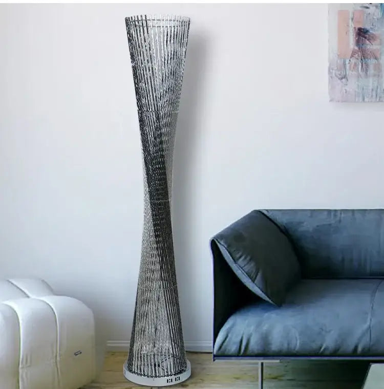 Silver Twisted Tower Lamp