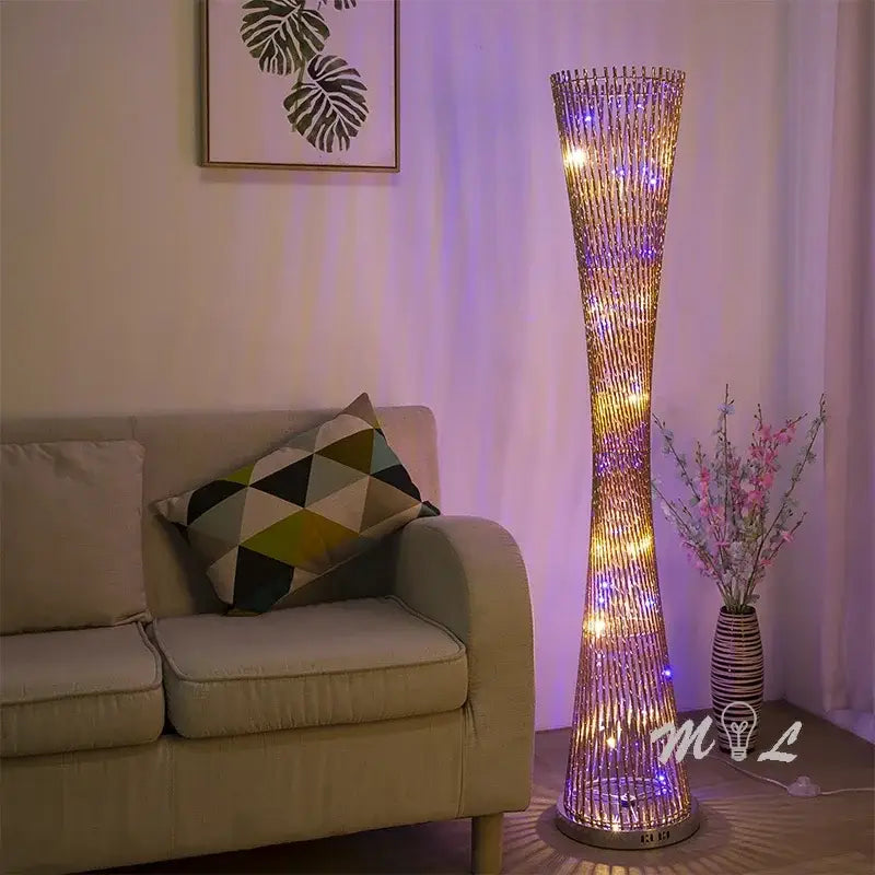 Silver Twisted Tower Lamp