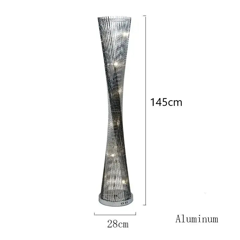 Silver Twisted Tower Lamp