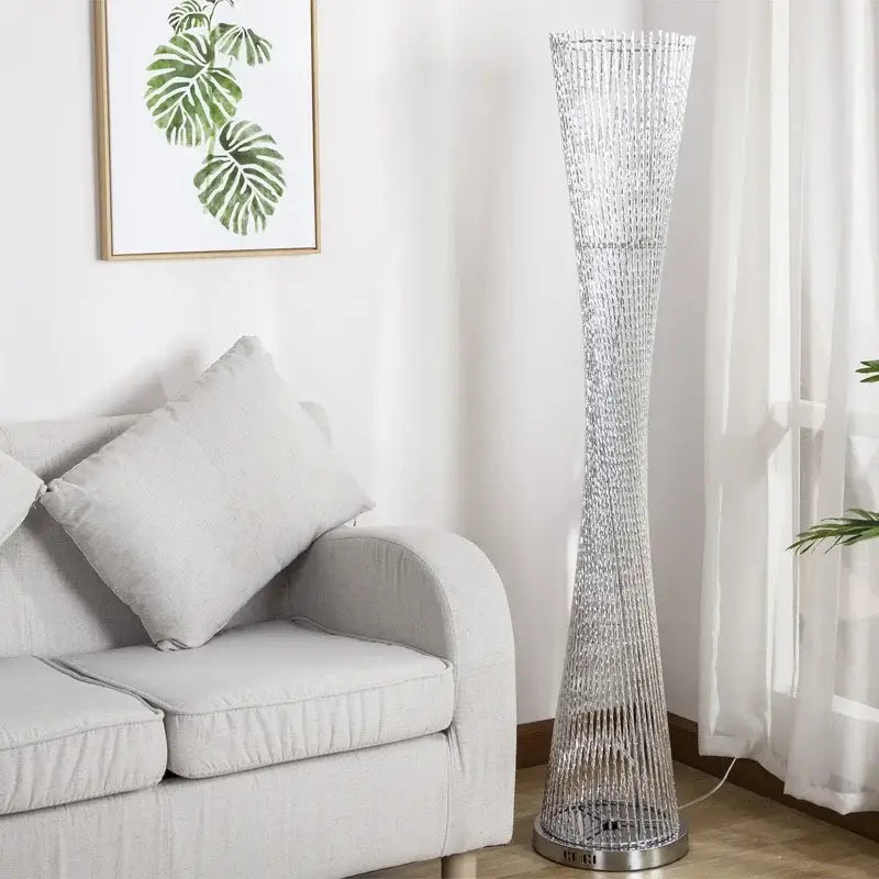 Silver Aluminum Tower Floor Lamp