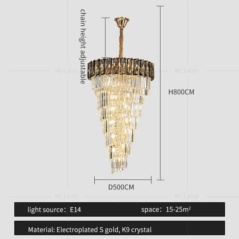 Amber Crystal Chandelier 150cm Smoke