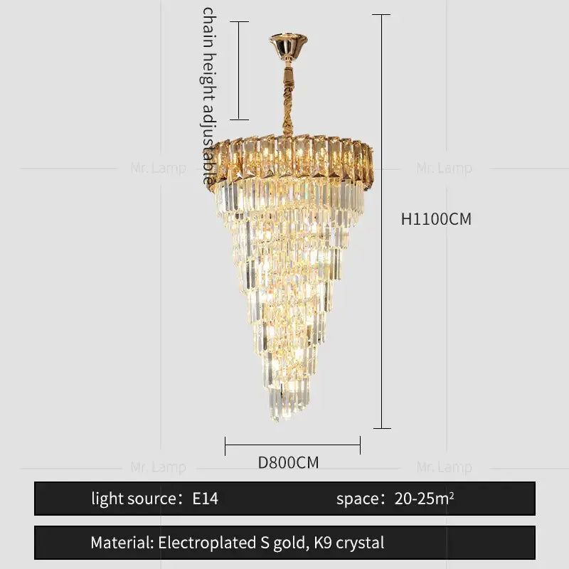 Amber Crystal Chandelier 150cm Smoke