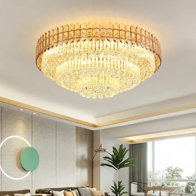 Amber Crystal Round Chandelier