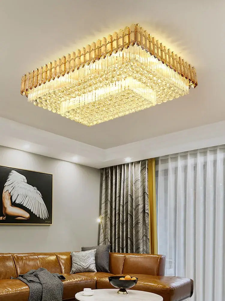 Amber Crystal Round Chandelier