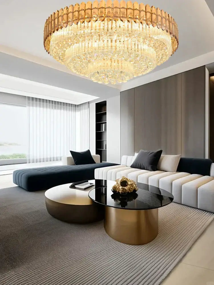 Amber Crystal Round Chandelier