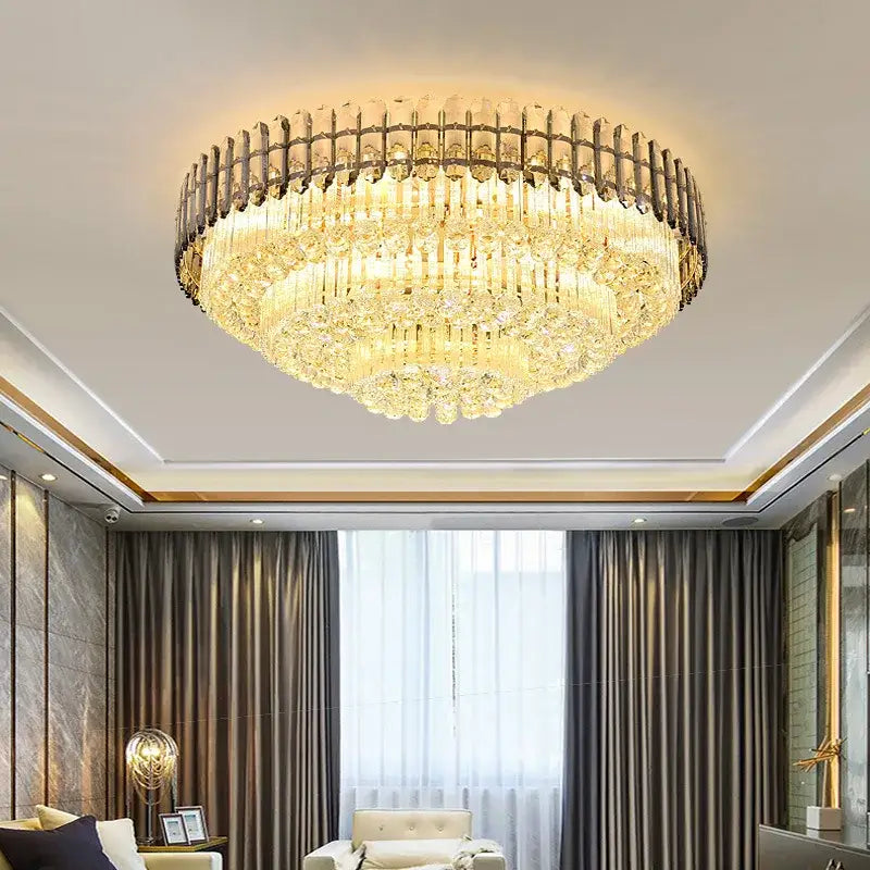 Amber Crystal Round Chandelier