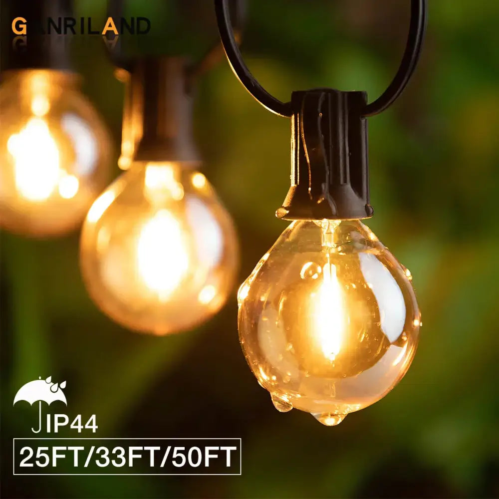 Amber Glass String Lights 50ft Dimmable