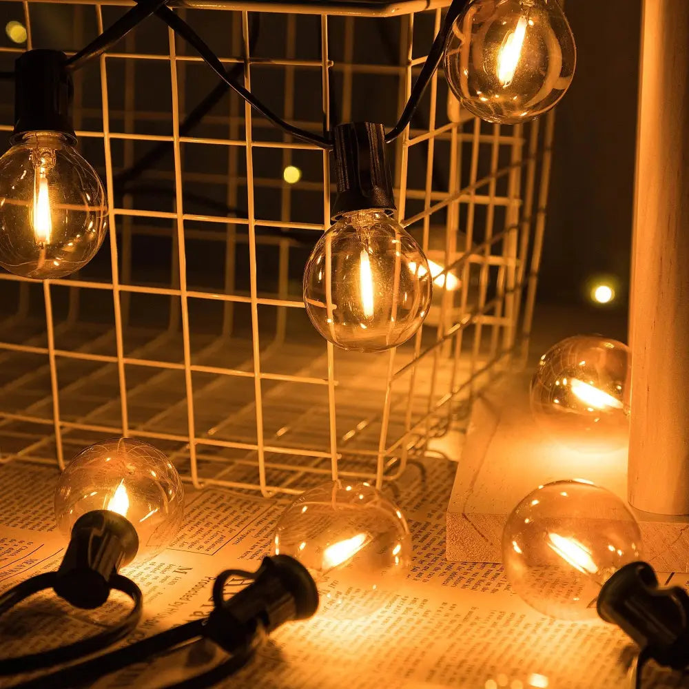 Amber Glass String Lights 50ft Dimmable