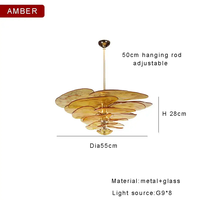 Green Gold Glass Chandelier