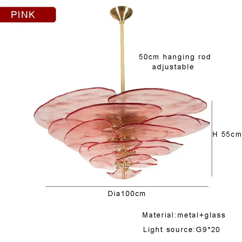 Green Gold Glass Chandelier