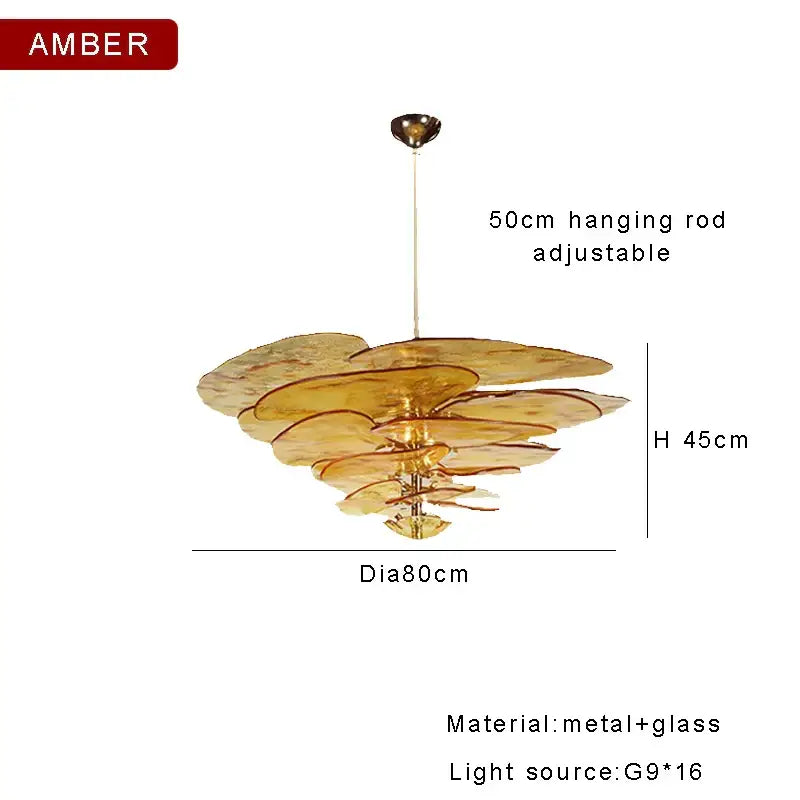Green Gold Glass Chandelier