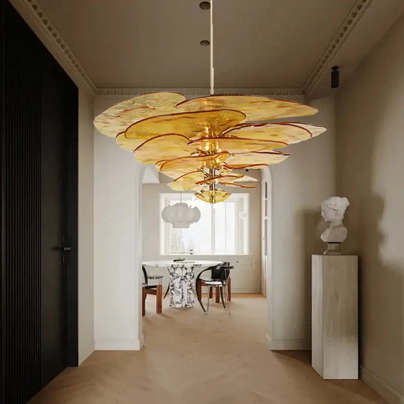 Green Gold Glass Chandelier