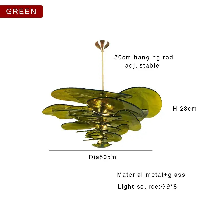 Green Gold Glass Chandelier