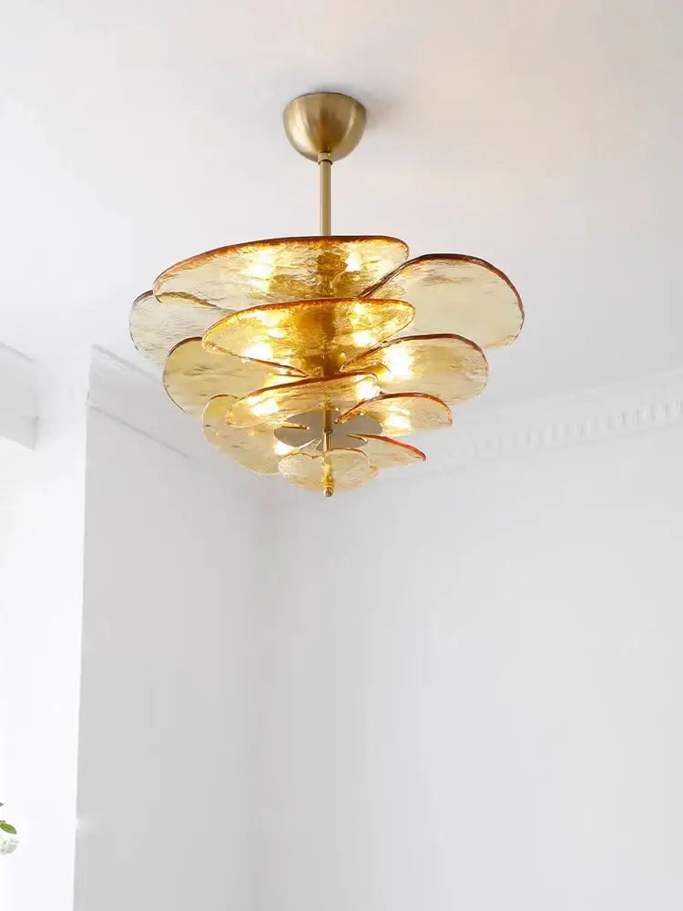 Green Gold Glass Chandelier
