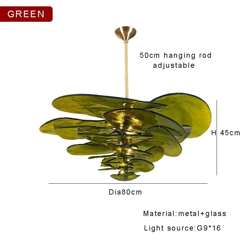 Green Gold Glass Chandelier