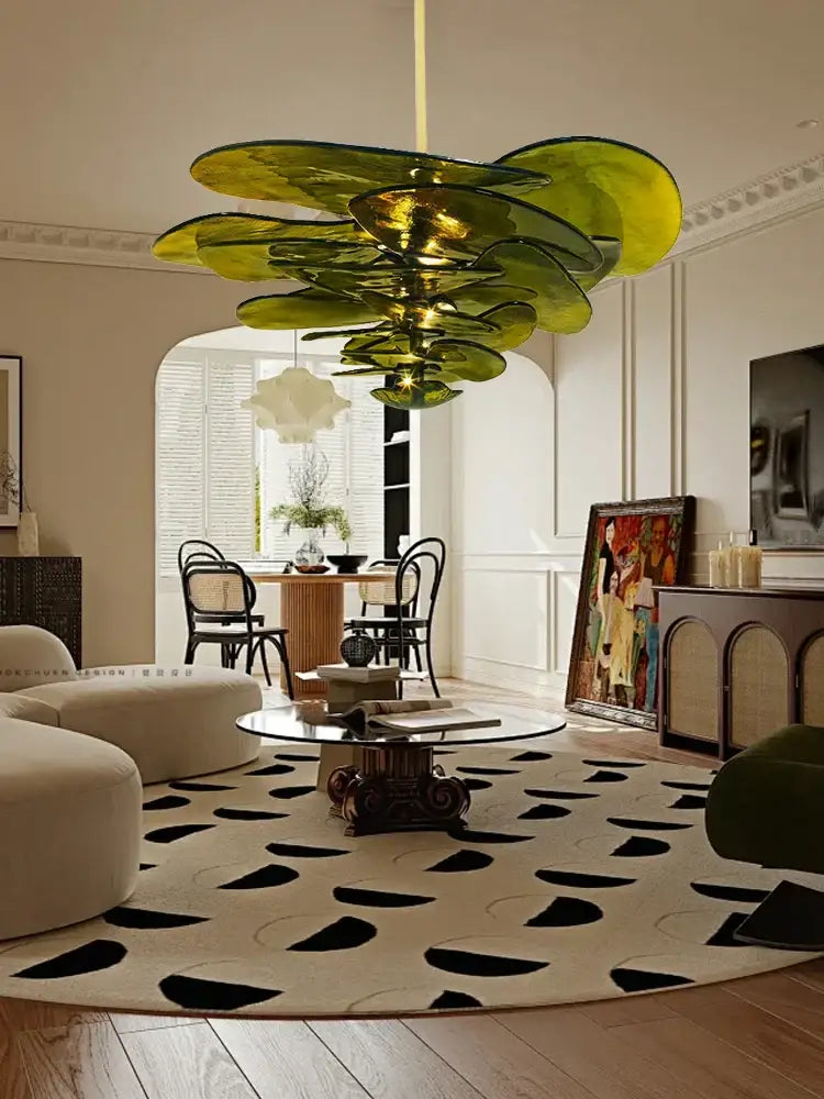 Green Gold Glass Chandelier