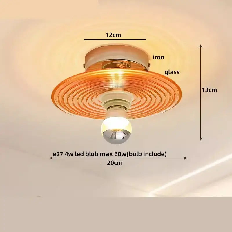 Amber Glass Petal Ceiling Lamp Brass