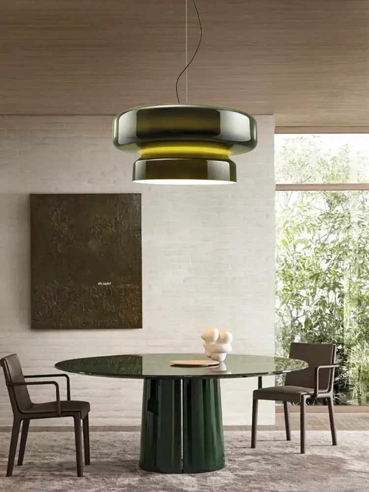 Amber Red Glass Pendant Light 60cm