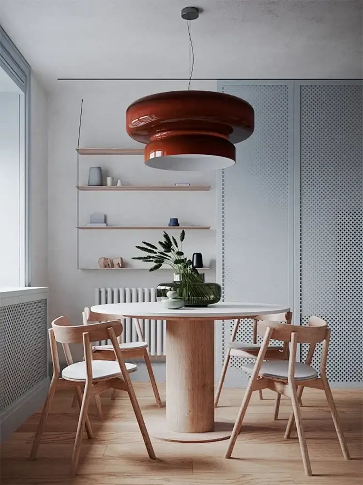 Amber Red Glass Pendant Light 60cm