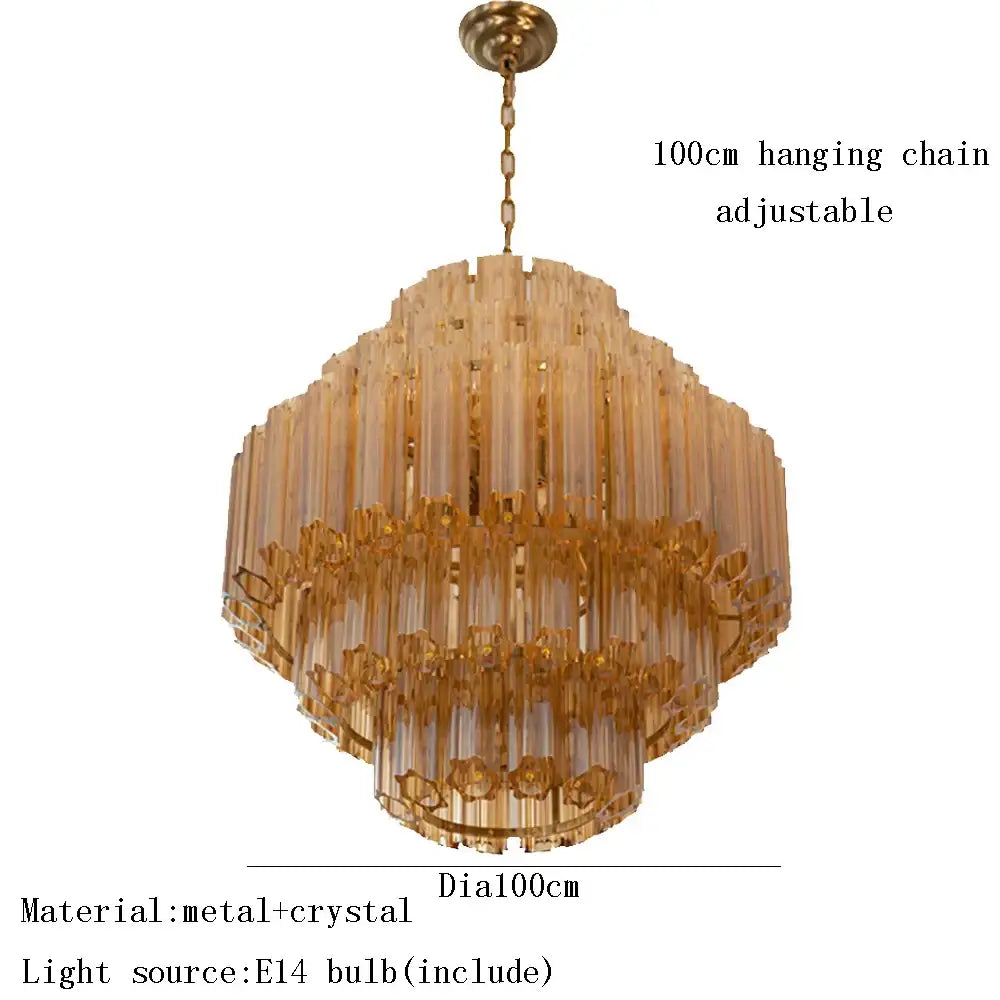 Amber Glass Tiered Chandelier
