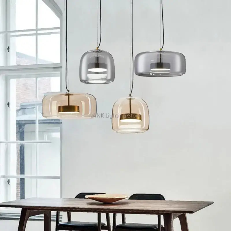Amber Brass Accent Chandelier
