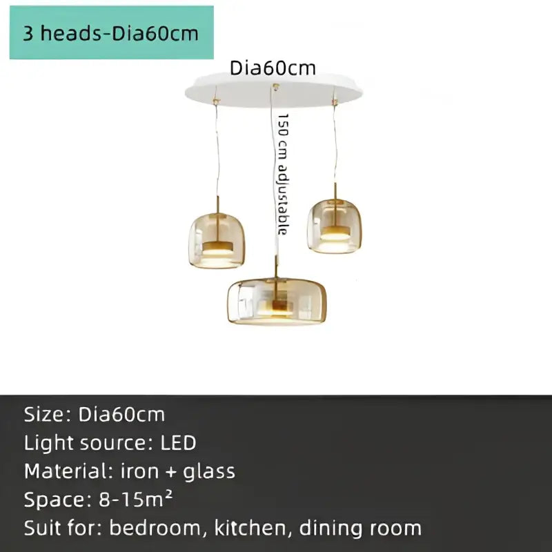 Amber Brass Accent Chandelier