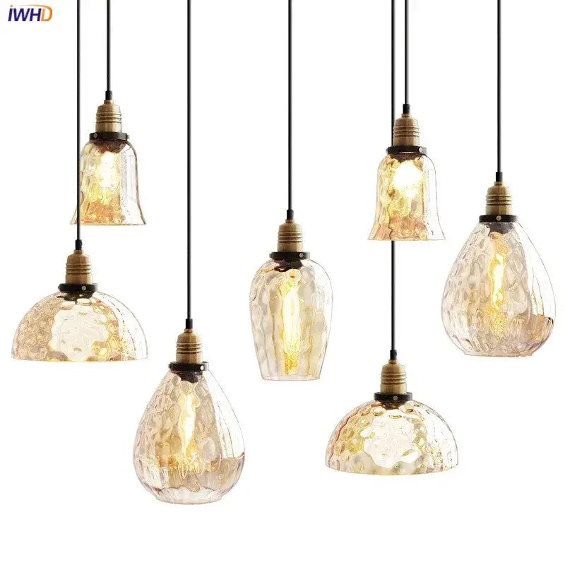 Amber Glass Industrial Pendants