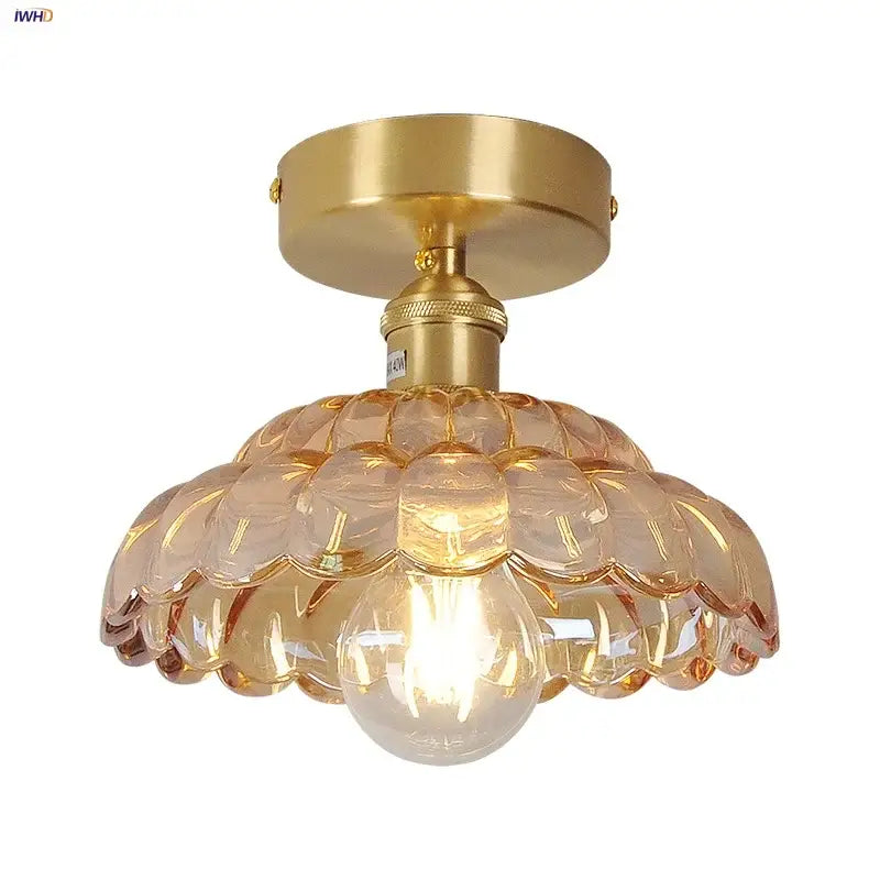 Amber Glass Scalloped Ceiling Light