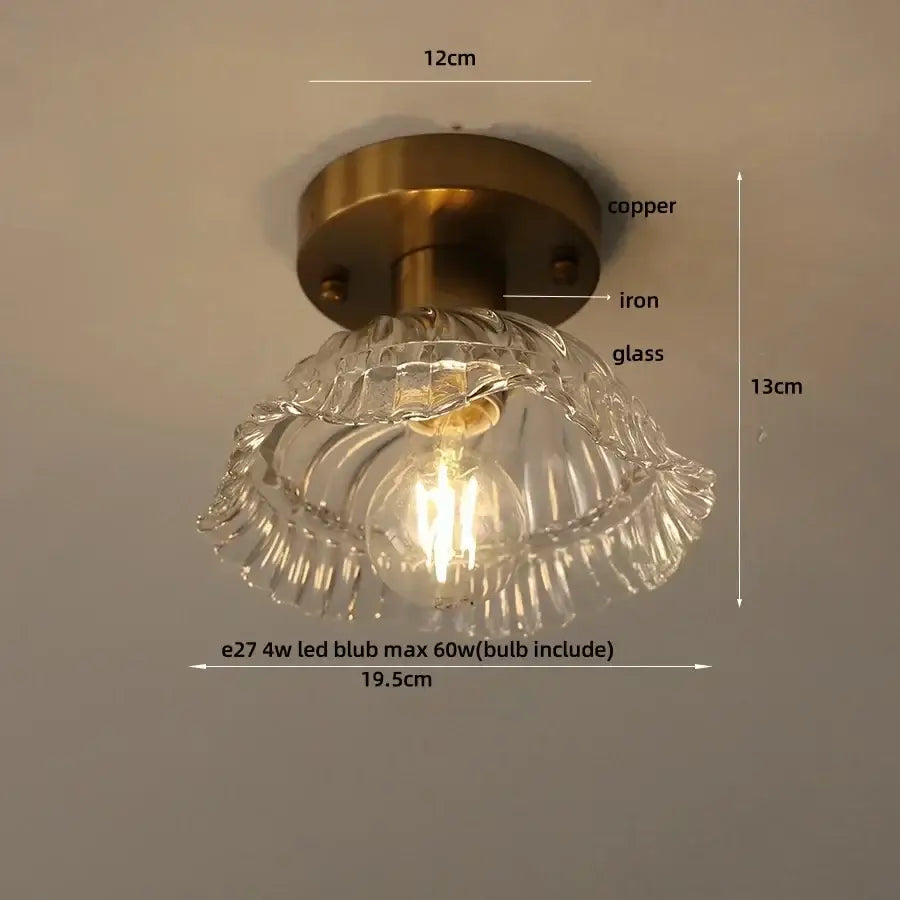 Amber Glass Scalloped Ceiling Light