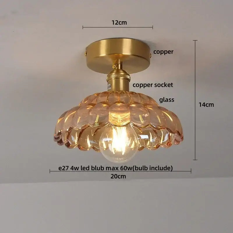 Amber Glass Scalloped Ceiling Light