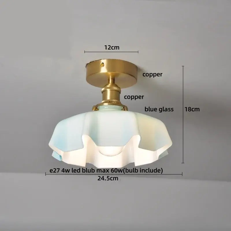 Amber Glass Scalloped Ceiling Light