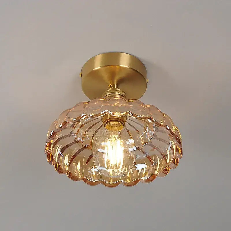 Amber Glass Scalloped Ceiling Light