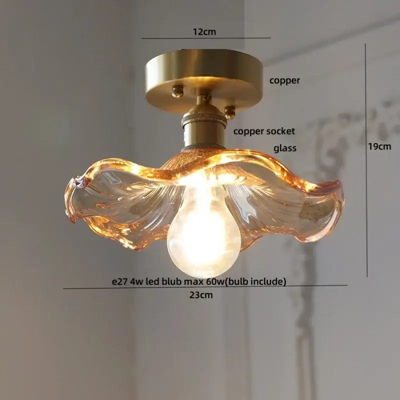 Amber Glass Scalloped Ceiling Light