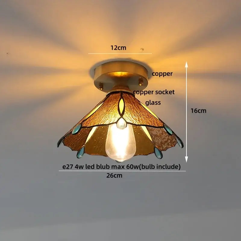 Amber Glass Scalloped Ceiling Light