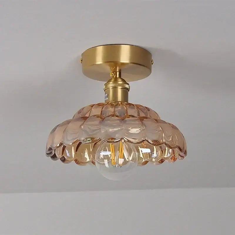 Amber Glass Scalloped Ceiling Light