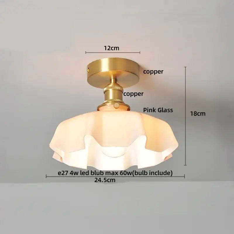 Amber Glass Scalloped Ceiling Light