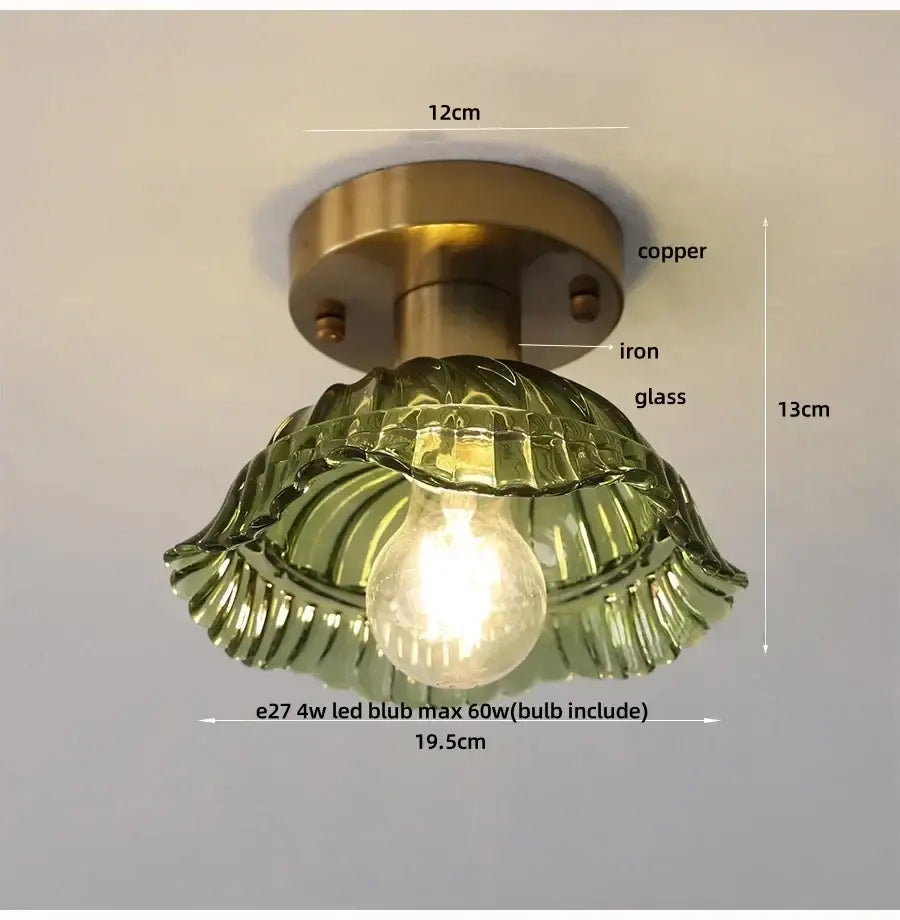 Amber Glass Scalloped Ceiling Light