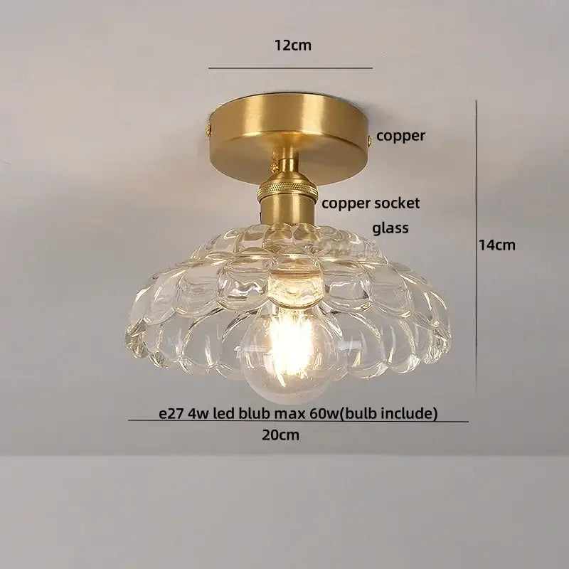 Amber Glass Scalloped Ceiling Light
