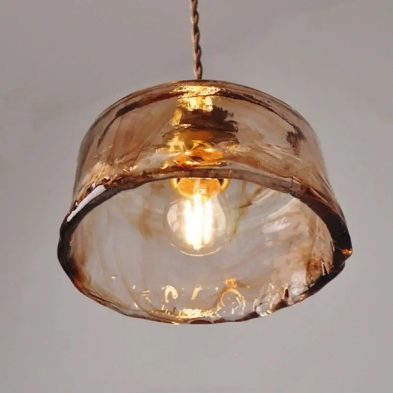 Amber Glass Pendant Lamp Adjustable Wire