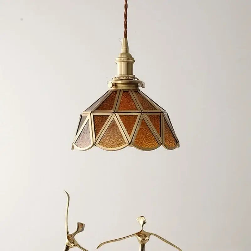 Amber Glass Nordic Pendant Polished Copper