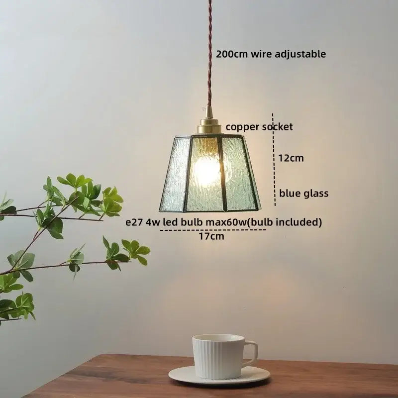 Amber Glass Nordic Pendant Polished Copper